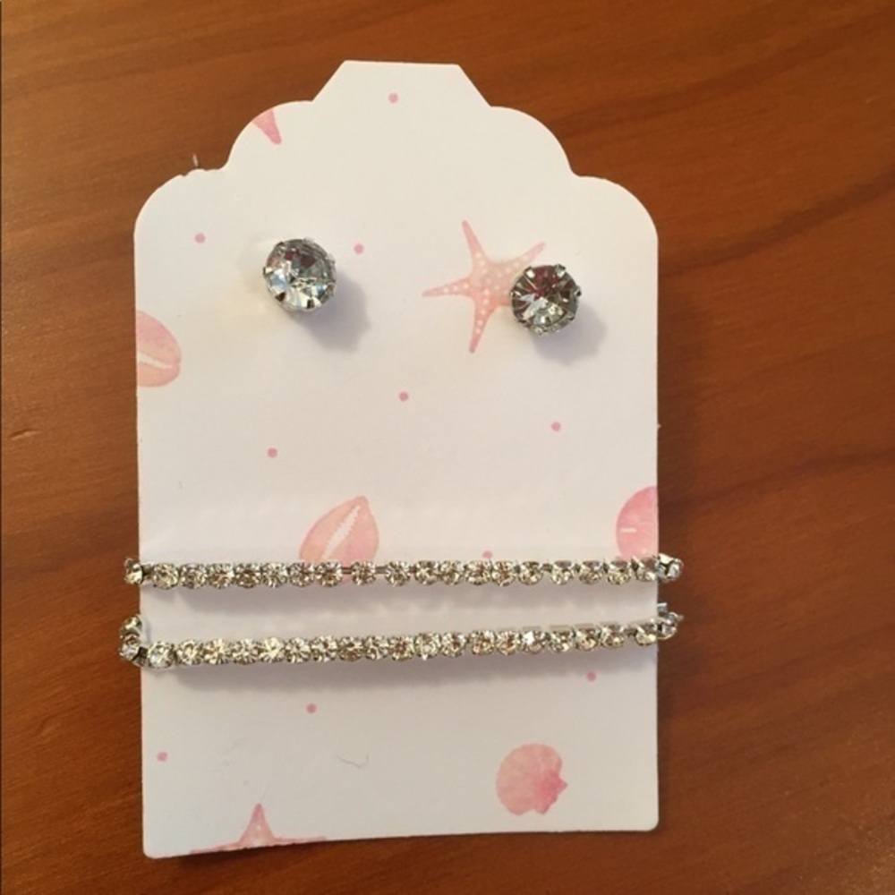 Crystal stud earrings and bracelet